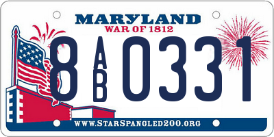 MD license plate 8AB0331