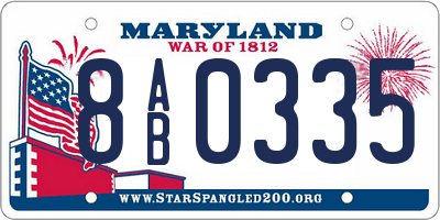 MD license plate 8AB0335