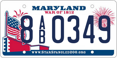 MD license plate 8AB0349