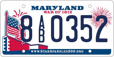 MD license plate 8AB0352
