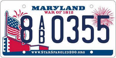 MD license plate 8AB0355
