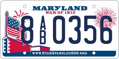MD license plate 8AB0356