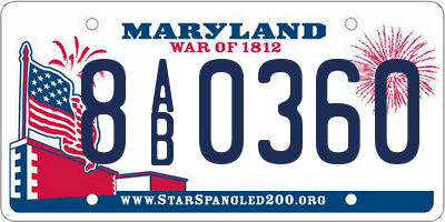 MD license plate 8AB0360