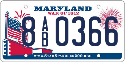 MD license plate 8AB0366