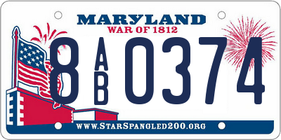 MD license plate 8AB0374