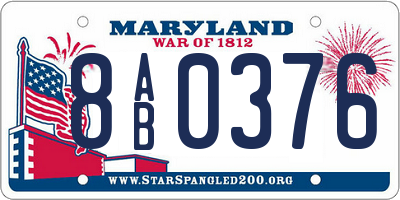 MD license plate 8AB0376