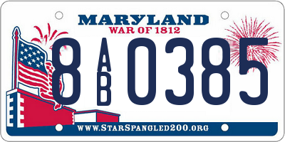 MD license plate 8AB0385