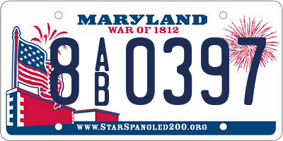 MD license plate 8AB0397