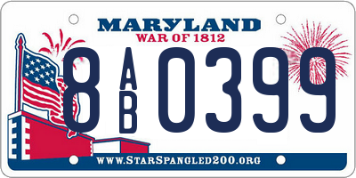 MD license plate 8AB0399
