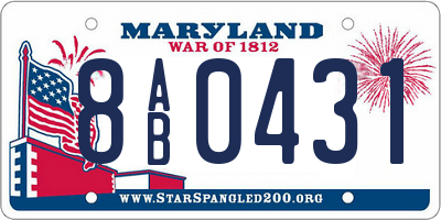 MD license plate 8AB0431