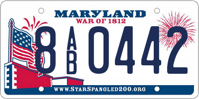 MD license plate 8AB0442