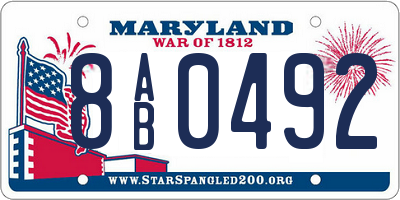 MD license plate 8AB0492