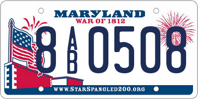 MD license plate 8AB0508