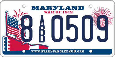 MD license plate 8AB0509