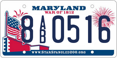 MD license plate 8AB0516