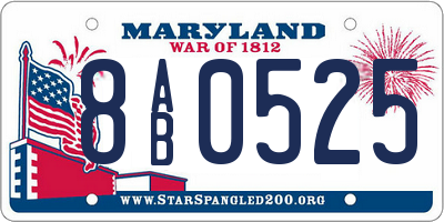 MD license plate 8AB0525