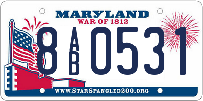 MD license plate 8AB0531