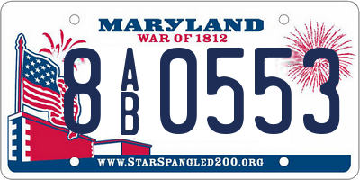MD license plate 8AB0553