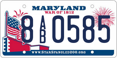 MD license plate 8AB0585