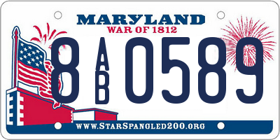 MD license plate 8AB0589