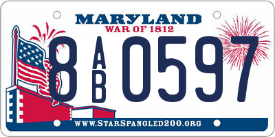MD license plate 8AB0597