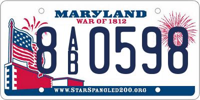 MD license plate 8AB0598