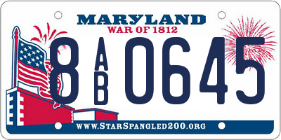 MD license plate 8AB0645