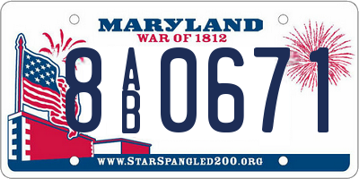 MD license plate 8AB0671