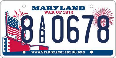 MD license plate 8AB0678