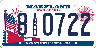 MD license plate 8AB0722