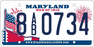 MD license plate 8AB0734