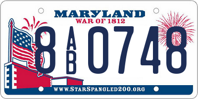 MD license plate 8AB0748