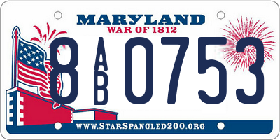 MD license plate 8AB0753