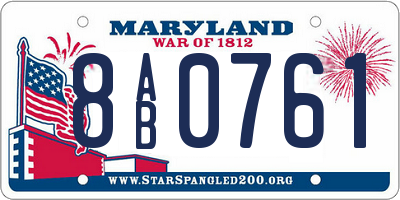 MD license plate 8AB0761