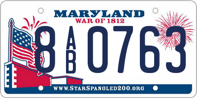 MD license plate 8AB0763
