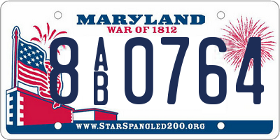 MD license plate 8AB0764