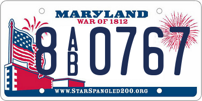 MD license plate 8AB0767
