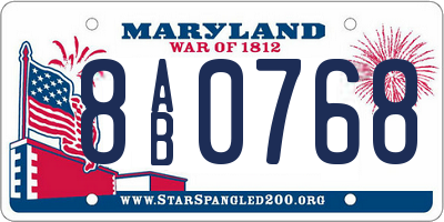 MD license plate 8AB0768