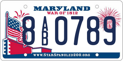 MD license plate 8AB0789