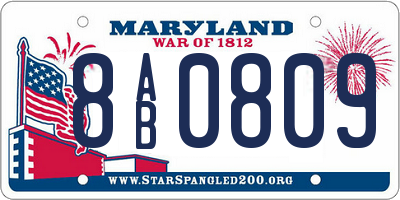 MD license plate 8AB0809