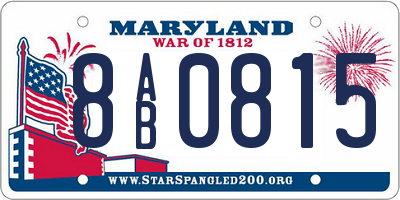 MD license plate 8AB0815
