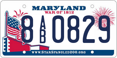 MD license plate 8AB0829