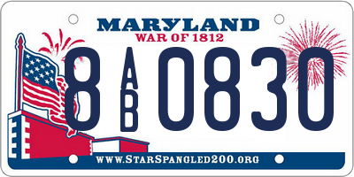 MD license plate 8AB0830