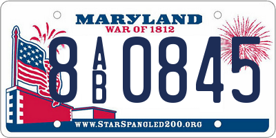 MD license plate 8AB0845