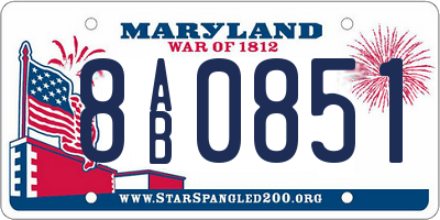 MD license plate 8AB0851
