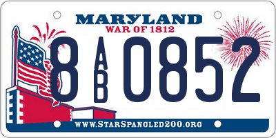MD license plate 8AB0852