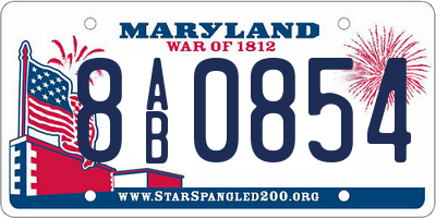 MD license plate 8AB0854