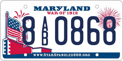 MD license plate 8AB0868