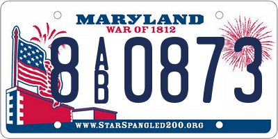 MD license plate 8AB0873