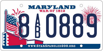 MD license plate 8AB0889